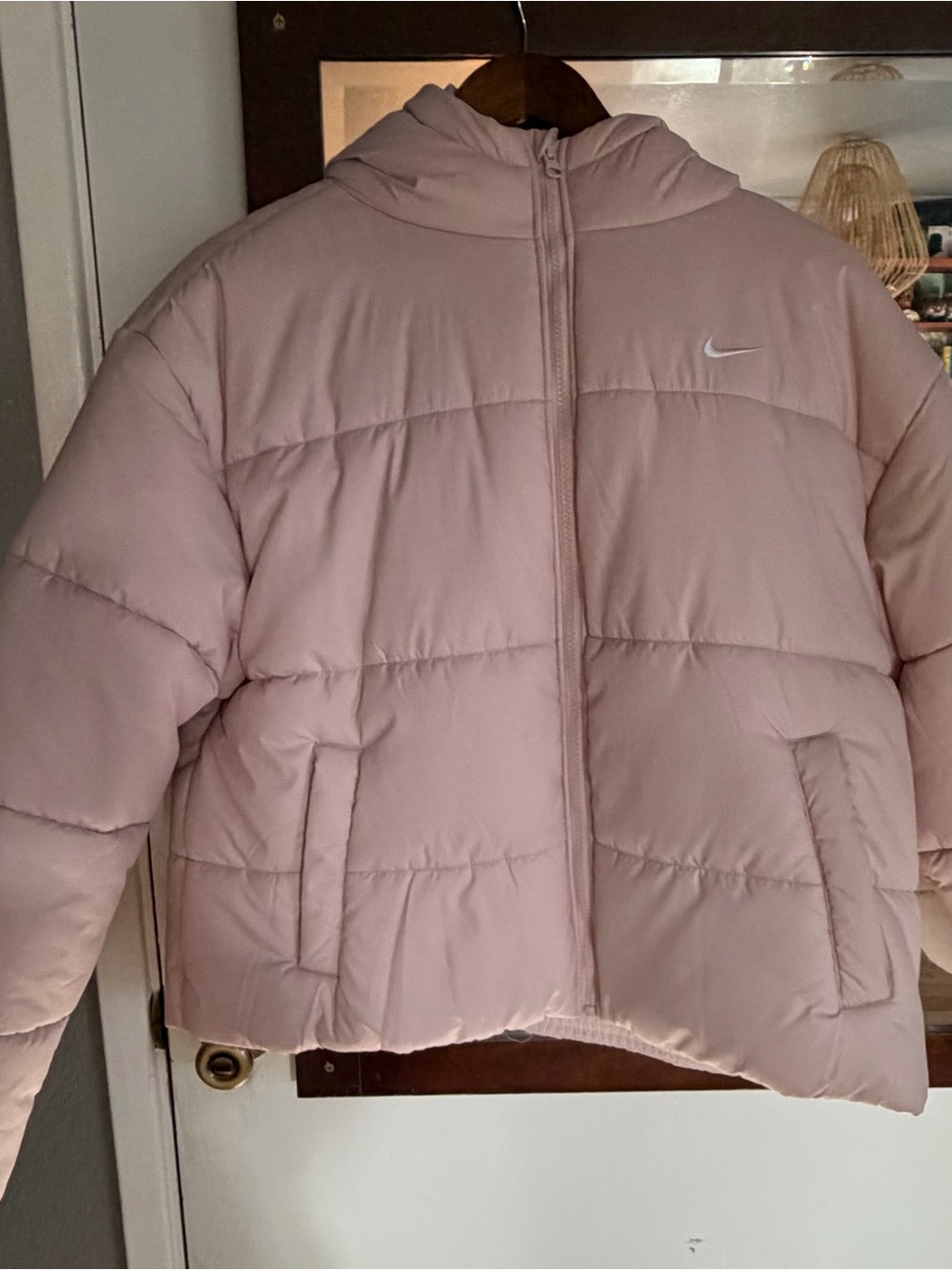 Nike Women's Therma Fit Pale Pink Hooded Puffer Jacket